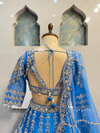 "CELESTIAL BLUE ZARDOZI LEHENGA" image 5