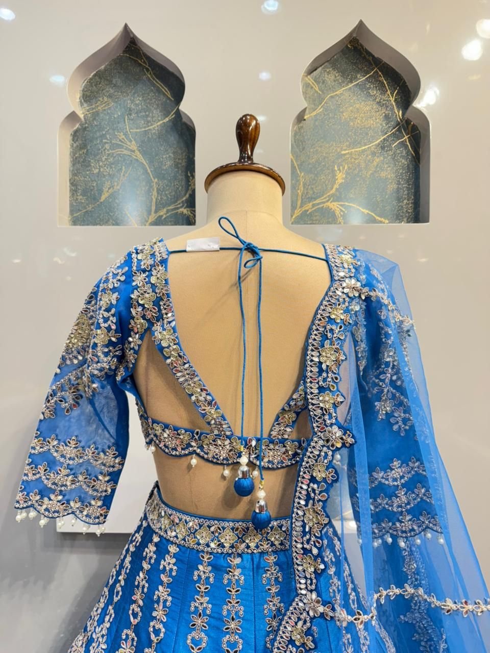 "CELESTIAL BLUE ZARDOZI LEHENGA" image 5