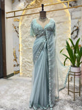 "CELESTIAL AQUA DESIGNER SAREE" image 0