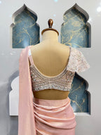 "BLUSH VELVET DRAPE SAREE" image 4