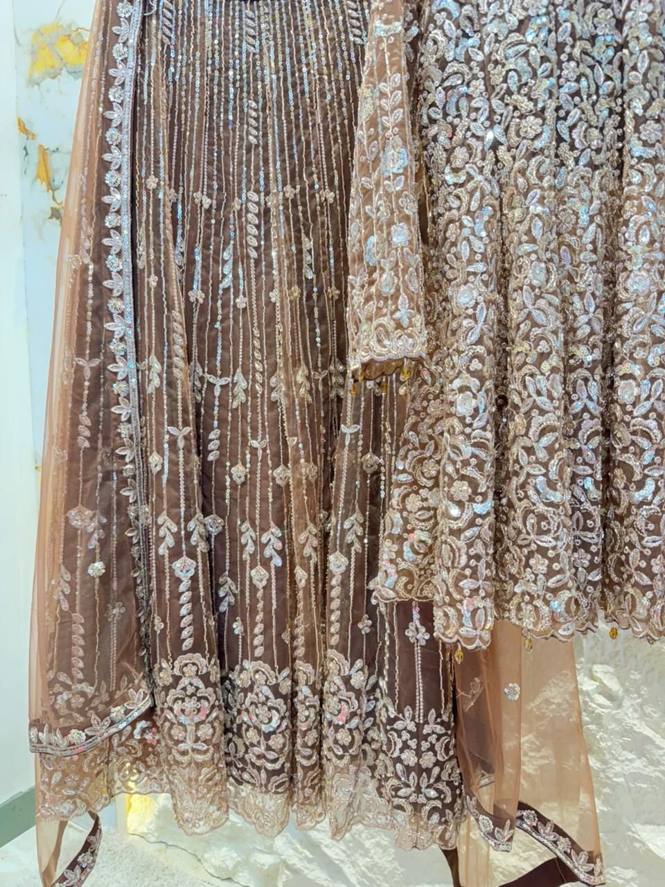 "MOCHA NOOR EMBROIDERED SHARARA" image 3