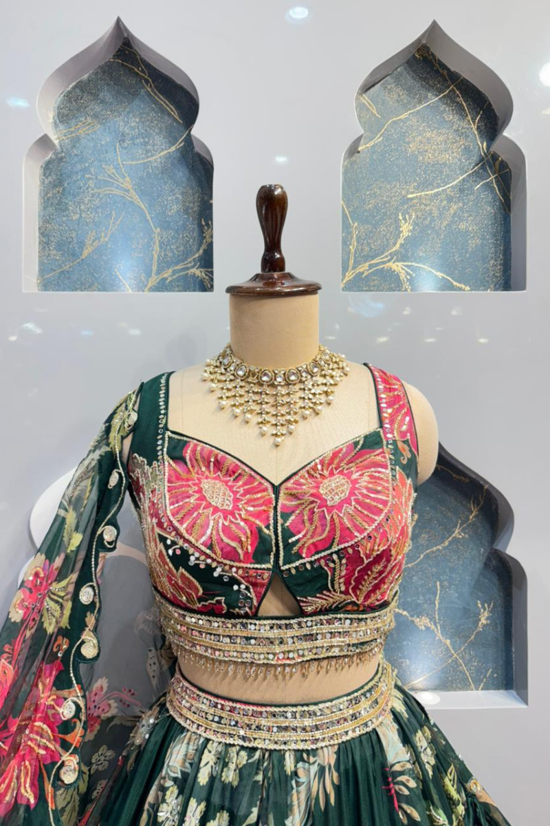 "ROYAL FERN BLOSSOM LEHENGA" image 1