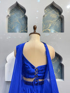 "MIDNIGHT SAPPHIRE ONE- SHOULDER LEHENGA" image 5