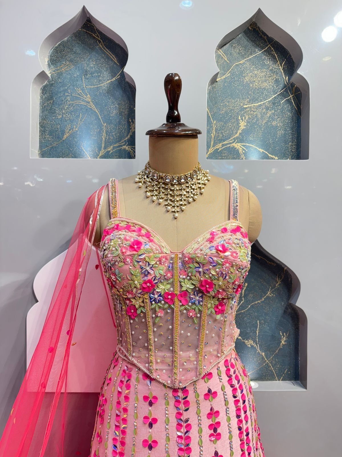 " BLUSH PINK FLORAL EMBROIDERED MERMAID" image 1