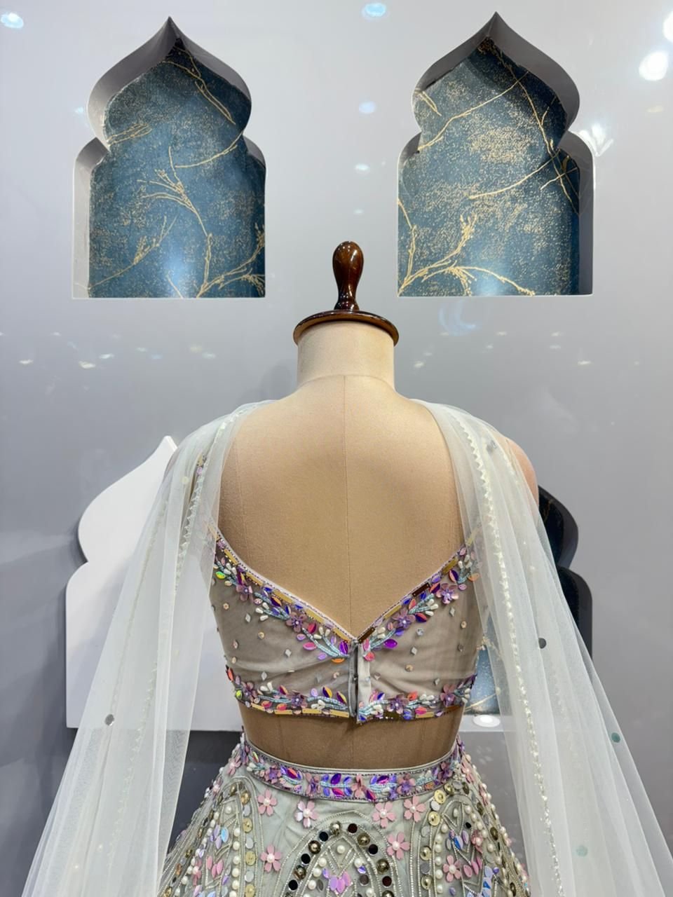 "PASTEL PRISM EMBROIDERED BRIDAL LEHENGA" image 5