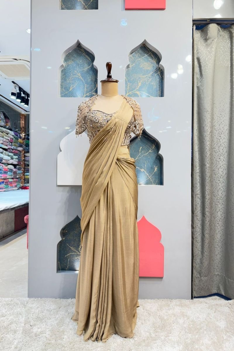 "GOLDEN GODDESS PRE-DRAPED SAREE" image 0