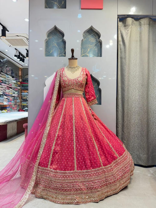 "ROYAL RANI PINK EMBROIDERED LEHENGA" image 0