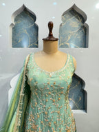 "MINT BLOSSOM EMBROIDERED SHARARA" image 1