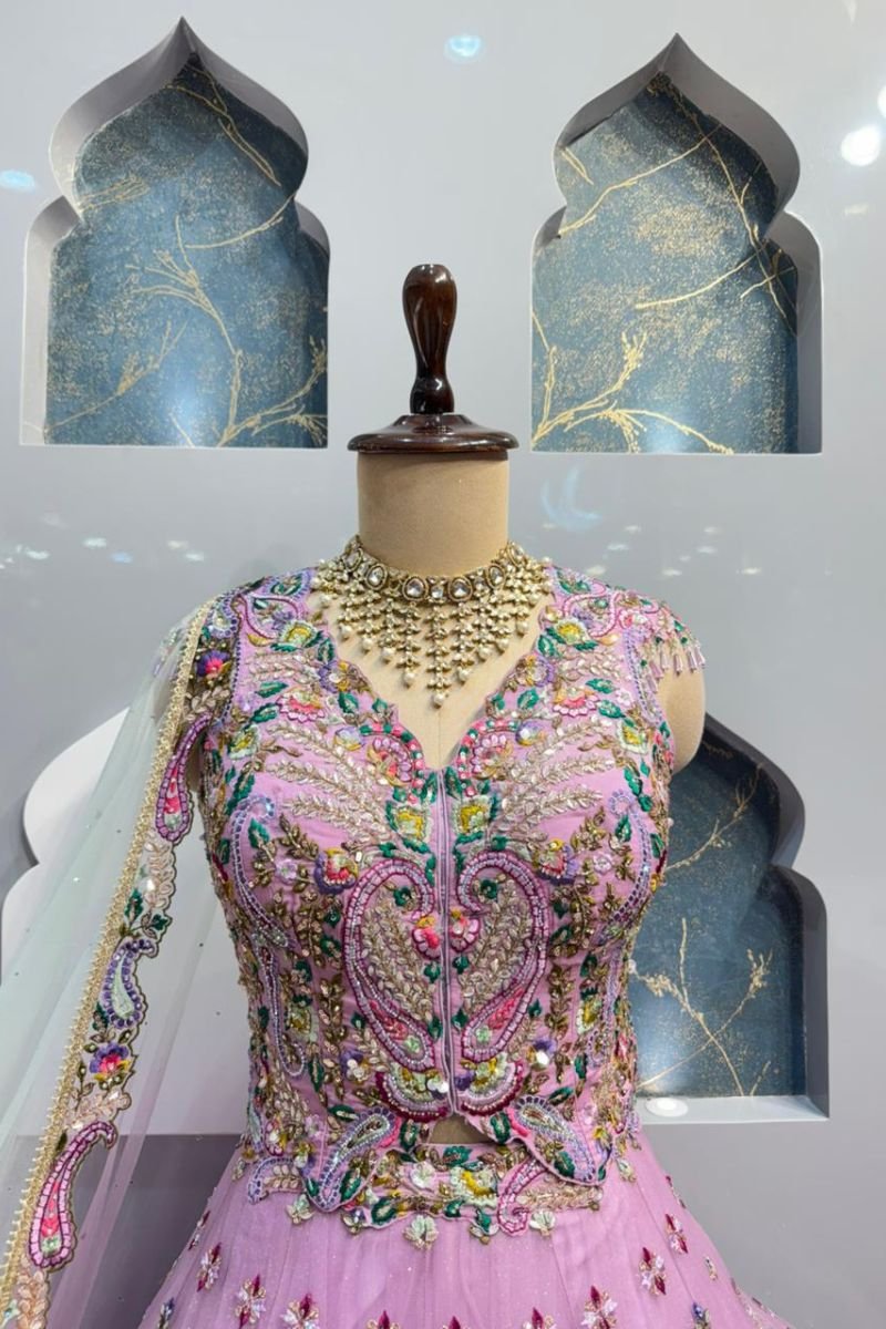 "BLUSH ROYALE EMBROIDERED LEHENGA" image 1