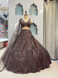 "MIDNIGHT COCOA SPARKLE LEHENGA" image 0