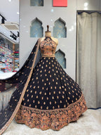 "MIDNIGHT ROYAL EMBROIDERED LEHENGA" image 0