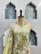"MINT GREEN ROSE GARDEN SHARARA GARARA SUIT" image 1