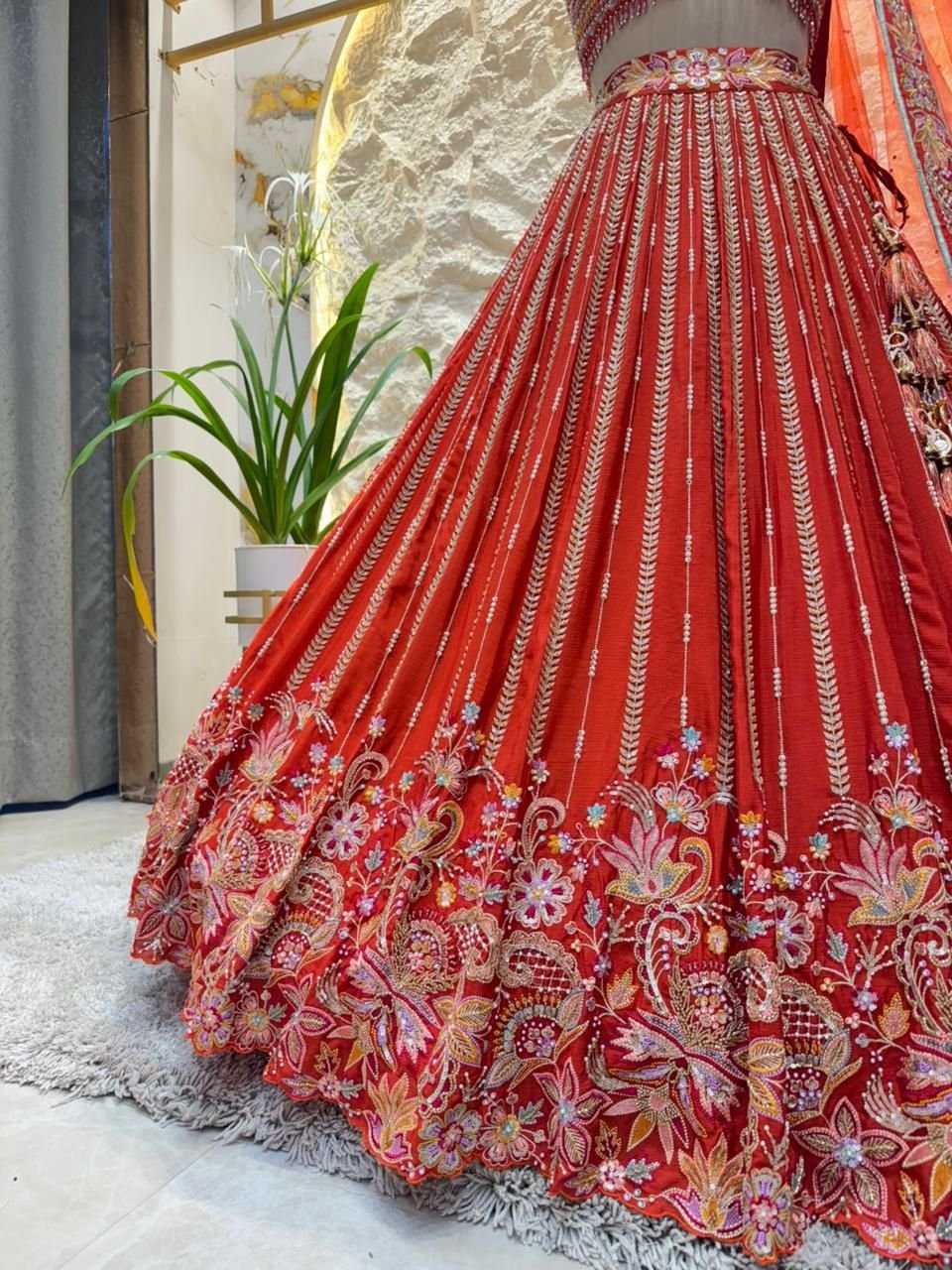 "CRIMSON VEIL COUTURE LEHENGA" image 3