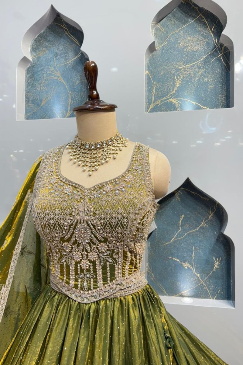 "MEHNDI GLOW OLIVE LEHENGA" image 2