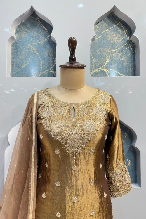 "ANTIQUE GOLD SHARARA SET" image 1