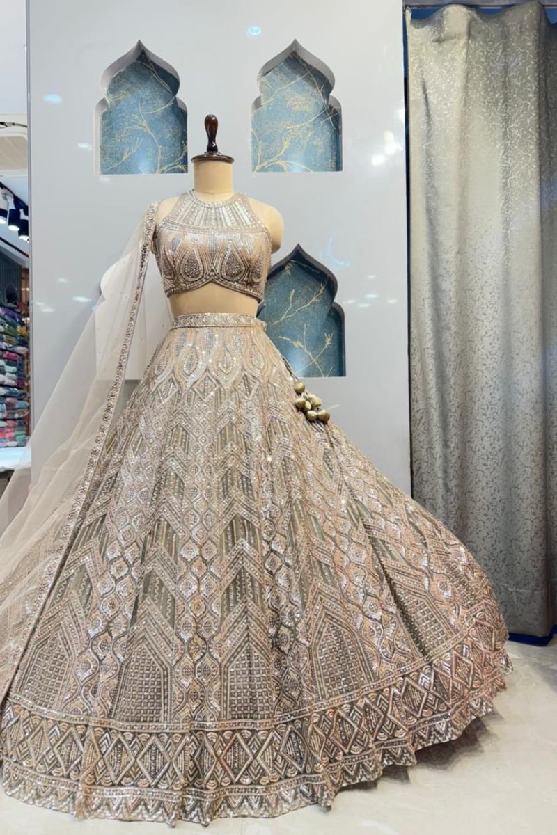 "IVORY GOLD MIRAGE LEHENGA" image 4
