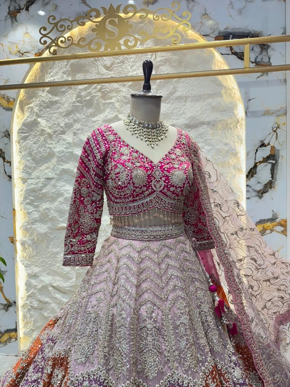 "ROYAL BLUSH PINK HEAVY EMBROIDERED LEHENGA" image 3