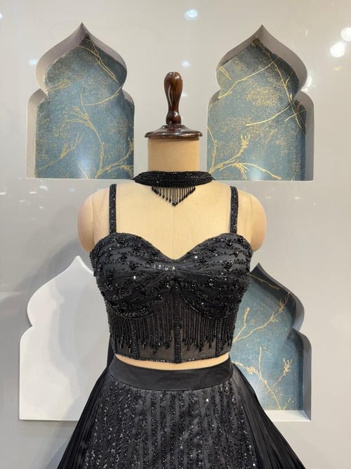 "MIDNIGHT NOIR LEHENGA" image 1