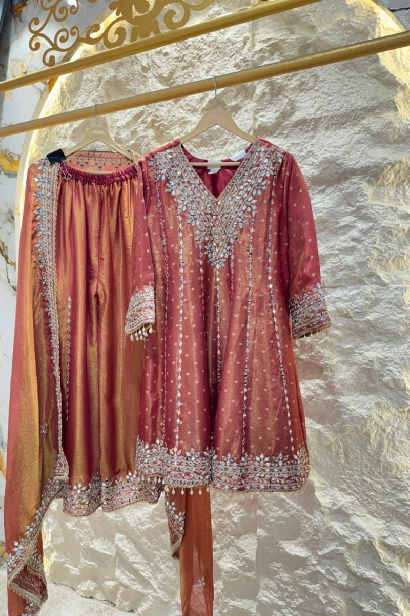 "RUST RADIANCE MIRRORWORK SUIT" image 5