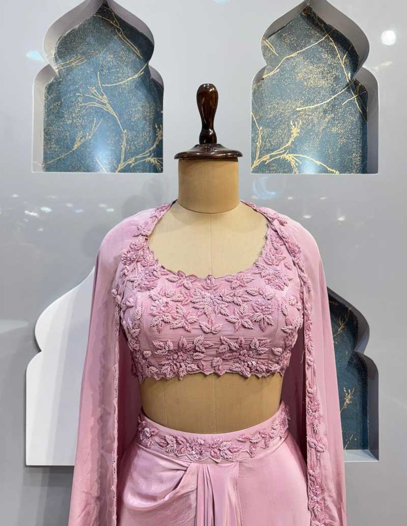 "BLUSH PINK DRAPED INDO WESTERN" image 1