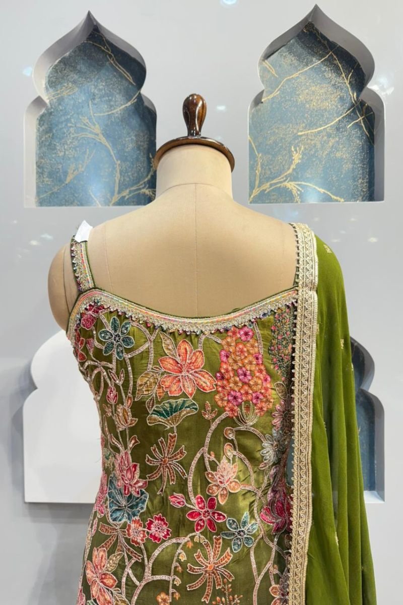 " EMERALD GARDEN EMBROIDERED SHARARA SET " image 5