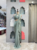 " MINT LUXE PRE DRAPE SAREE" image 0