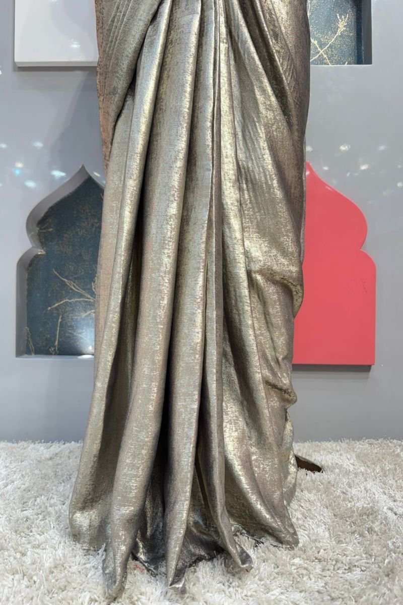 "CHAMPAGNE GLOW PRE-DRAPED SAREE" image 3