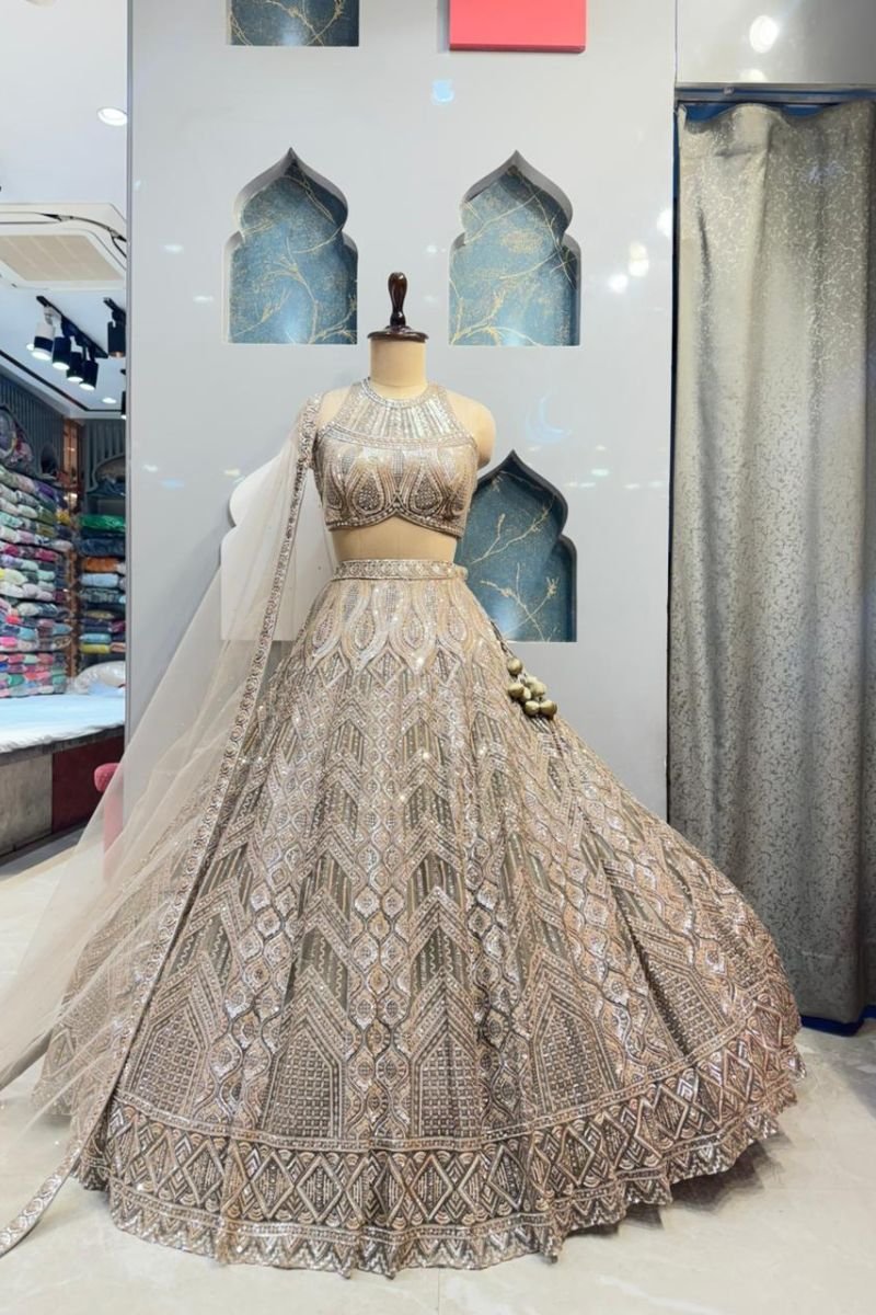 "IVORY GOLD MIRAGE LEHENGA" image 0