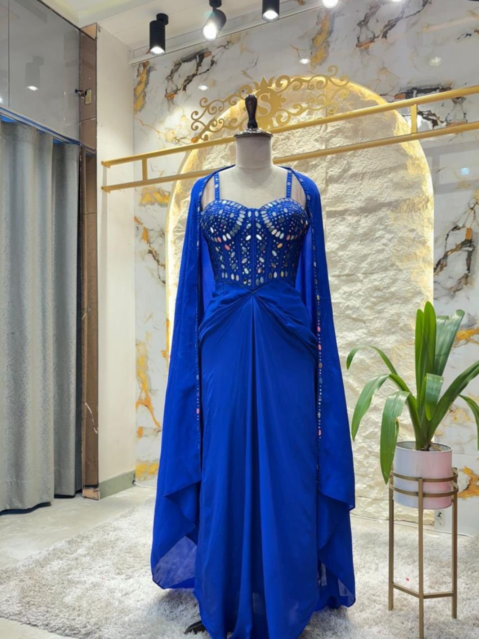 "ROYALE SAPPHIRE MIRROR WORK INDO- WESTERN"SDS image 3