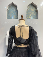 " MIDNIGHT BLACK SEQUIN EMBROIDERED LEHENGA" image 4