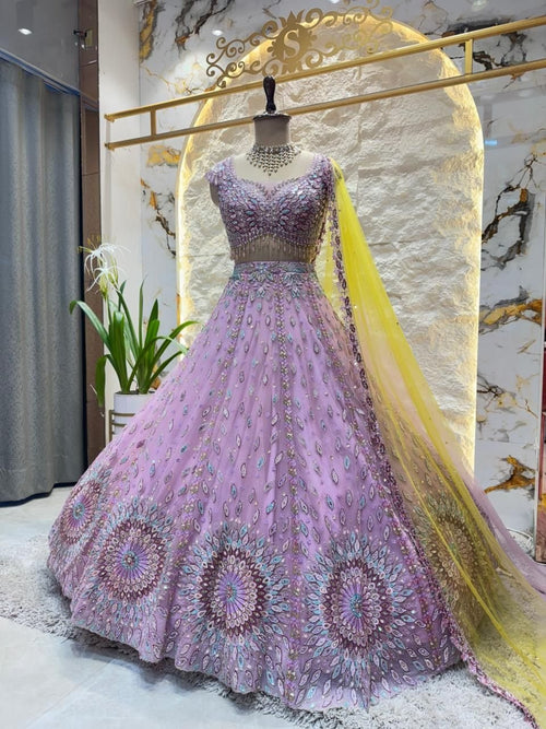 "LILAC PRISM BLOOM LEHENGA" image 0