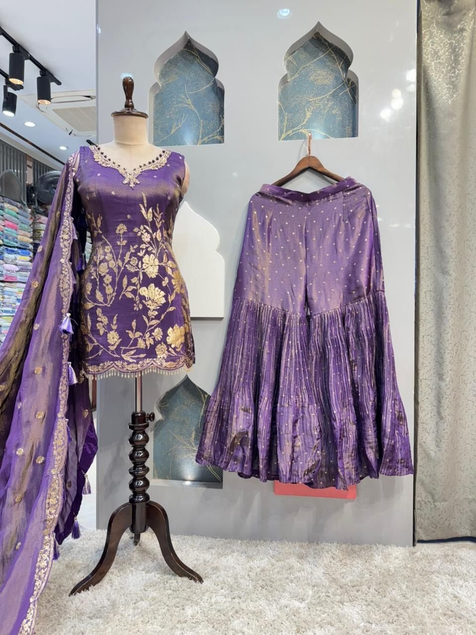"ROYAL PURPLE ZARI FLORAL SHARARA" image 2