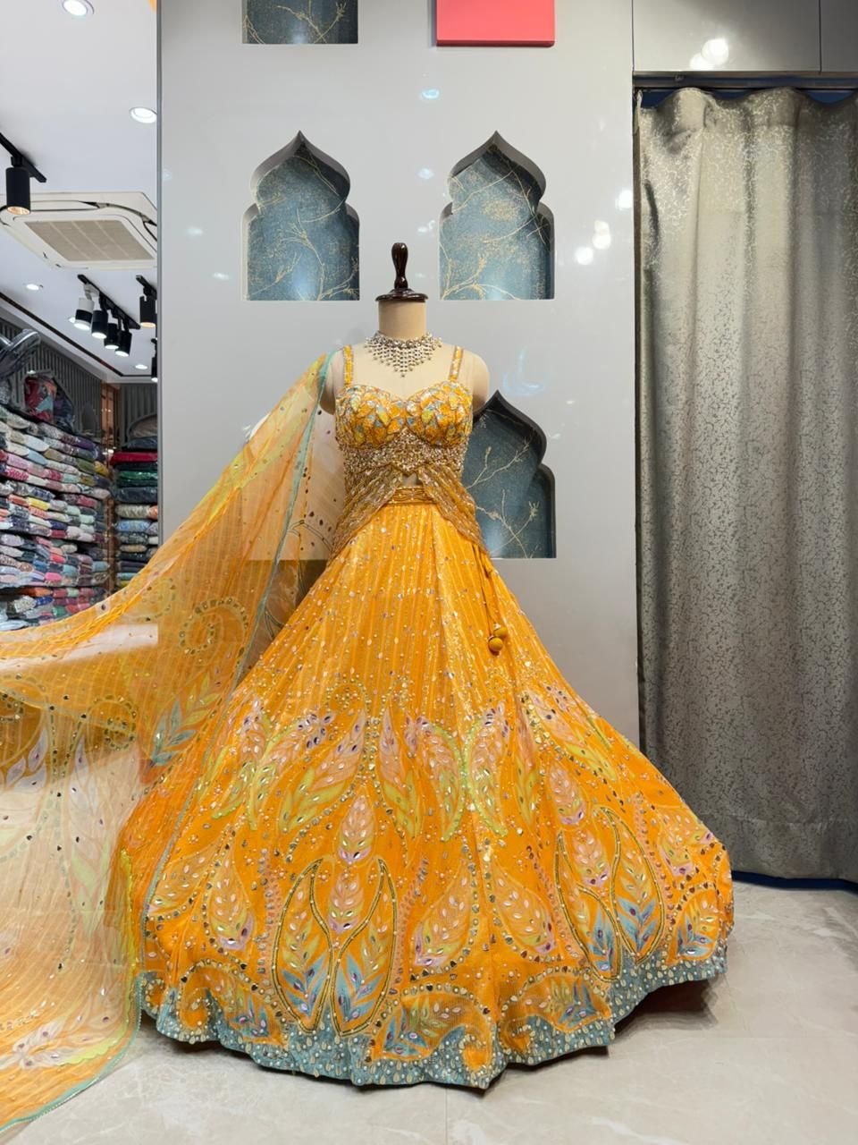 "MUSTARD GLOW FLORAL LEHENGA" image 0