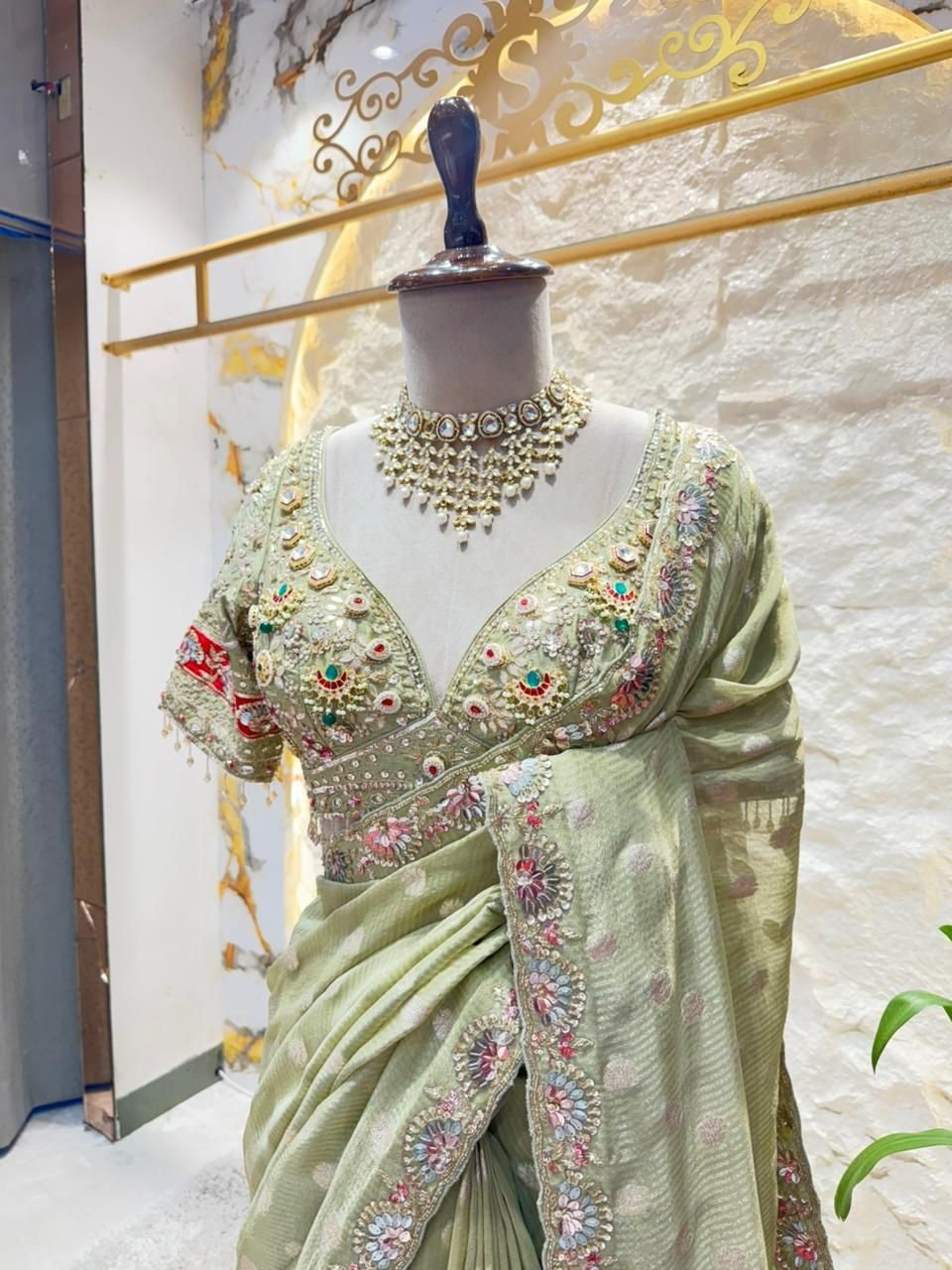 "SAGE ROYALE EMBROIDERED SAREE" image 2