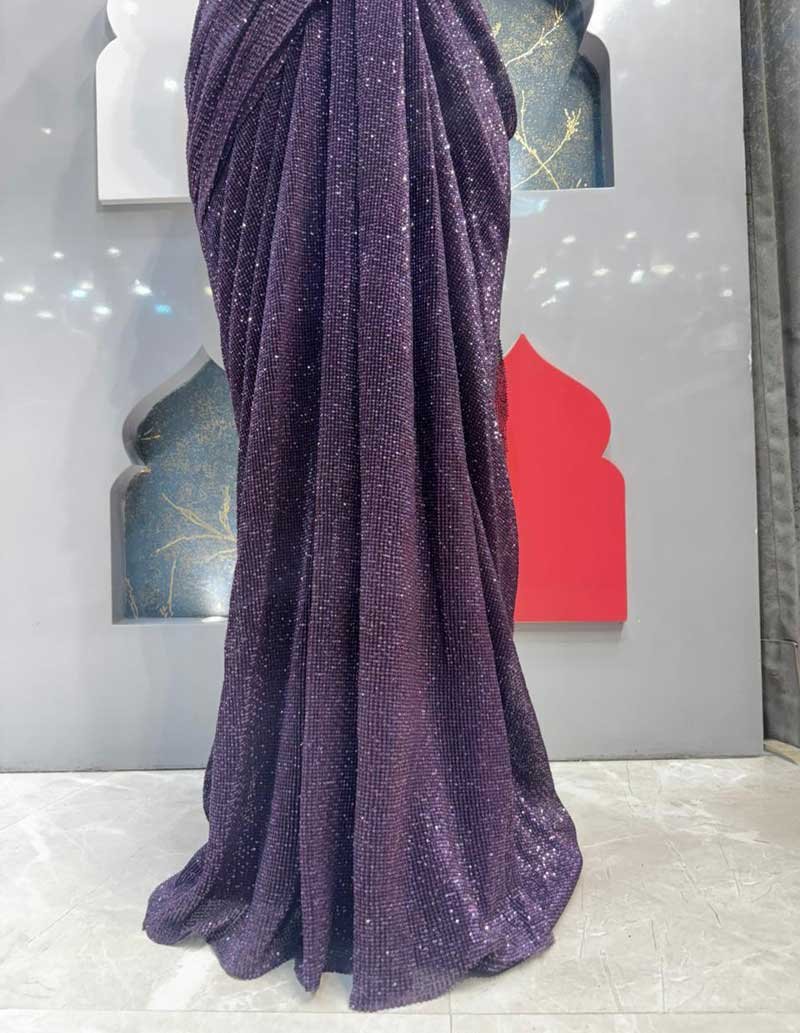 "AMETHYST SHIMMER DRAPE SAREE" image 3