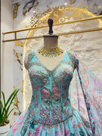 "PASTEL BLOOM EMBROIDERED LEHENGA" image 1