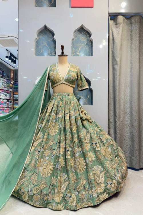 "SAGE GREEN GRACE LEHENGA" image 0