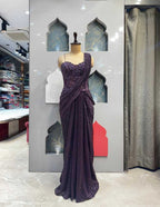 "AMETHYST SHIMMER DRAPE SAREE" image 0