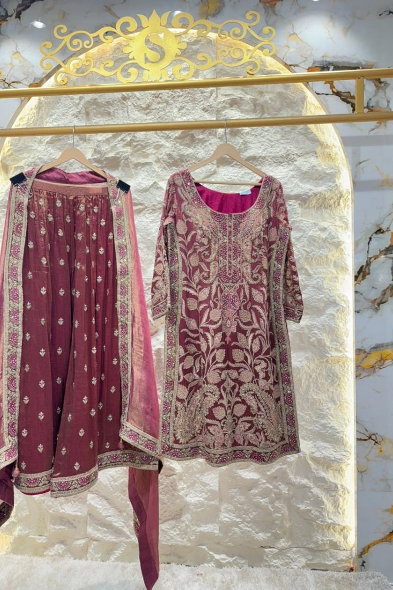 "ROYAL WINE EMBROIDERED SUIT" image 1