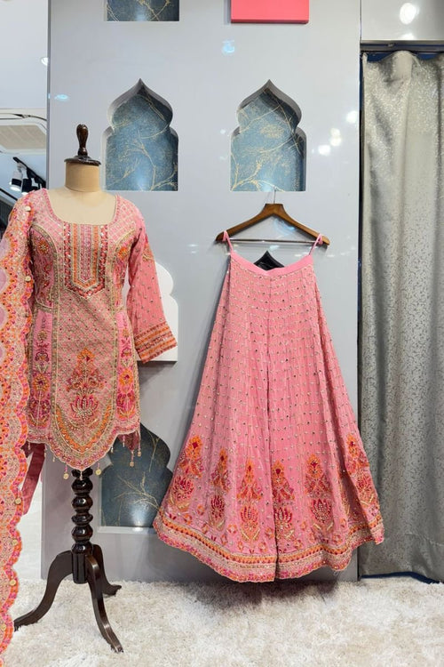 "BLUSH PINK REGAL EMBROIDERED SHARARA" image 0