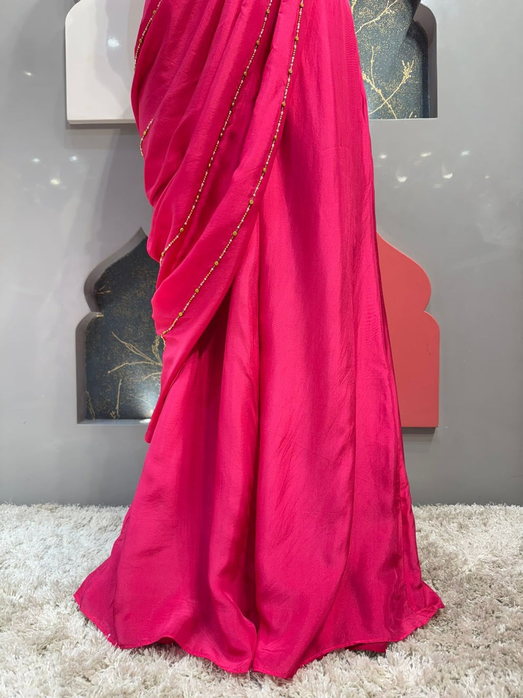 "RANI PINK EMBELLISHED BLOUSE DRAPE SAREE" image 3