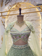 "ENCHANTED SAGE FLORAL LEHENGA" image 1