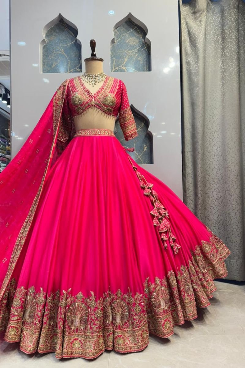 "HOT PINK HEIRLOOM LEHENGA" image 4