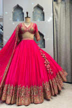 "HOT PINK HEIRLOOM LEHENGA" image 4