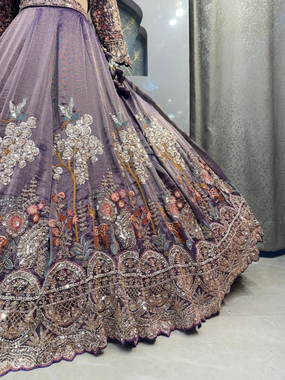 "ROYAL TWILIGHT GARDEN EMBROIDERED LEHENGA" image 3