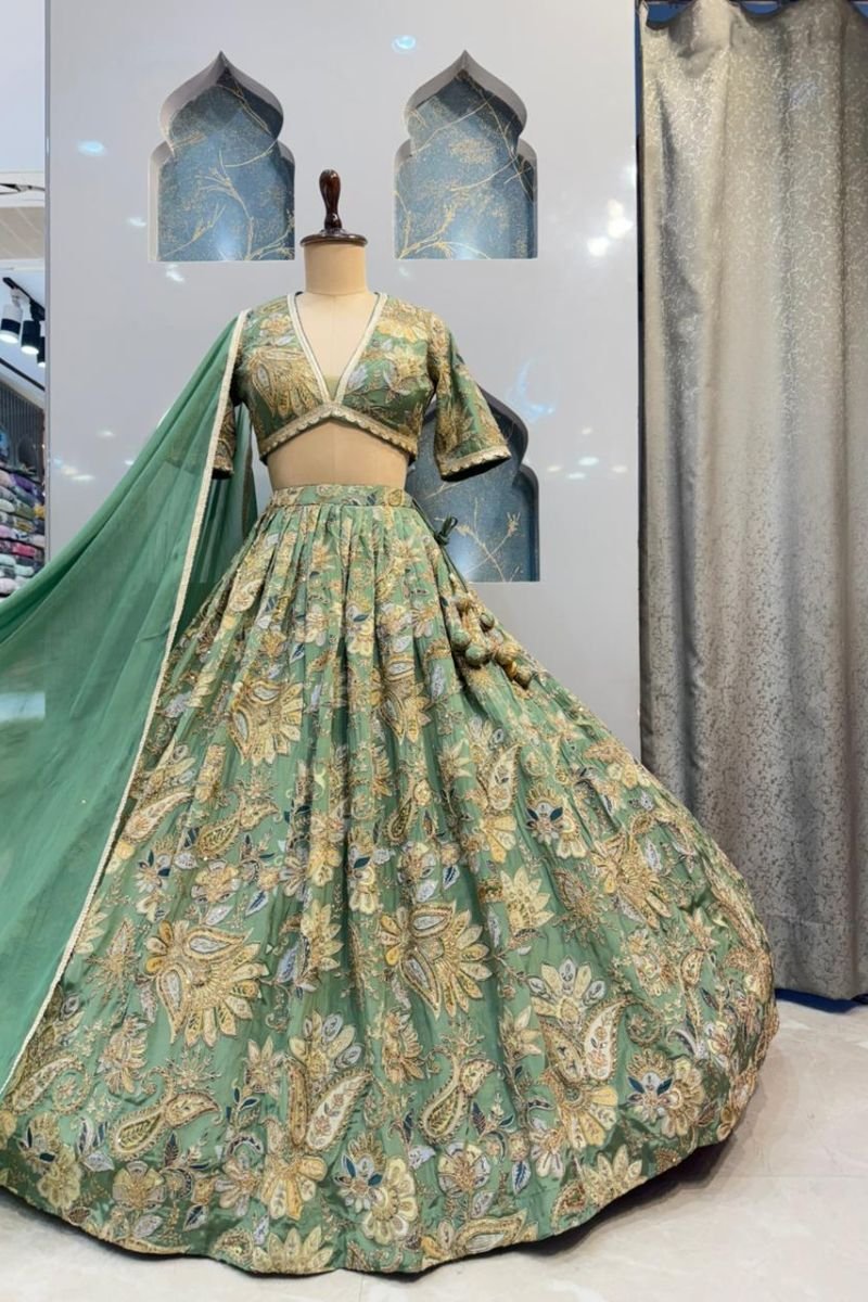 "SAGE GREEN GRACE LEHENGA" image 4