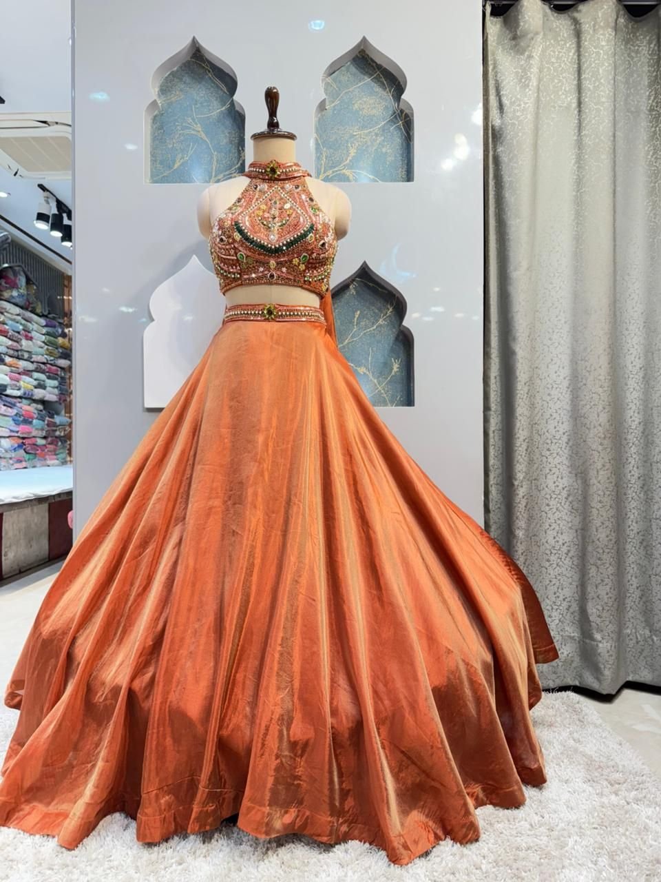 "BURNT AMBER ROYALE LEHENGA" image 3
