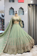 "MINT ROYALE EMBROIDERED LEHENGA" image 0