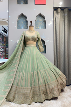 "MINT ROYALE EMBROIDERED LEHENGA" image 0