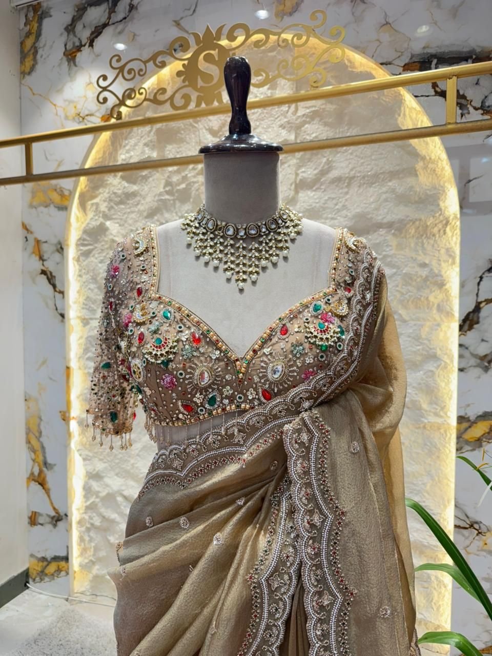 "CHAMPAGNE MIRROR GLAM SAREE" image 1